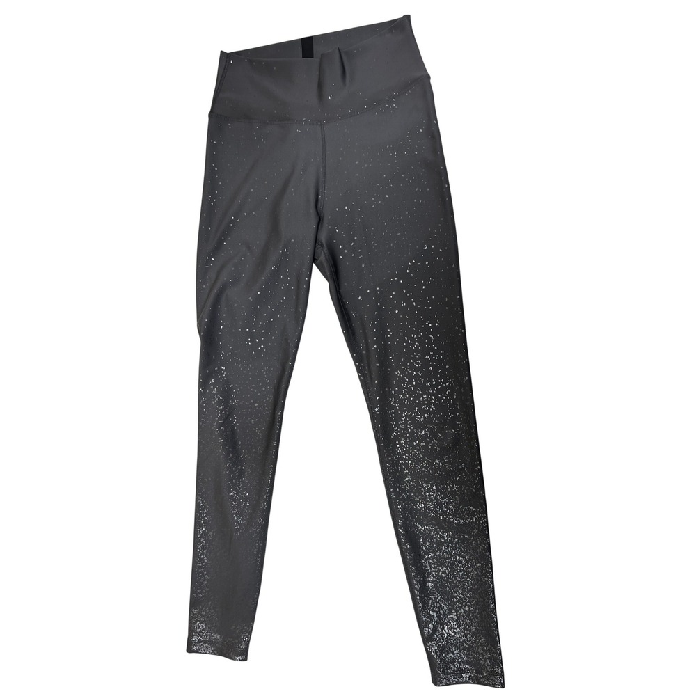 Peloton Legging Womens Large Gray Excellent Silver Foil Splatter Athletic Tights - Picture 2 of 5